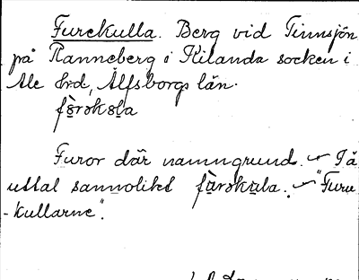 Bild på arkivkortet för arkivposten Furekulla