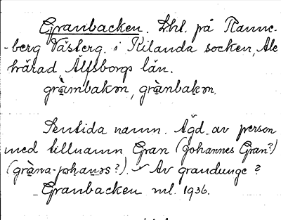 Bild på arkivkortet för arkivposten Granbacken