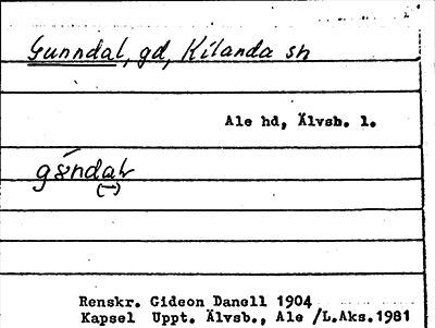 Bild på arkivkortet för arkivposten Gunndal