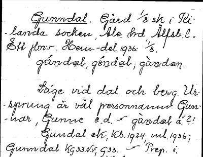 Bild på arkivkortet för arkivposten Gunndal