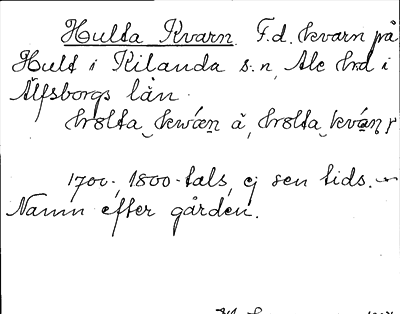 Bild på arkivkortet för arkivposten Hulta Kvarn