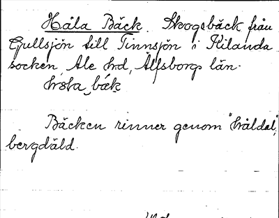 Bild på arkivkortet för arkivposten Håla Bäck