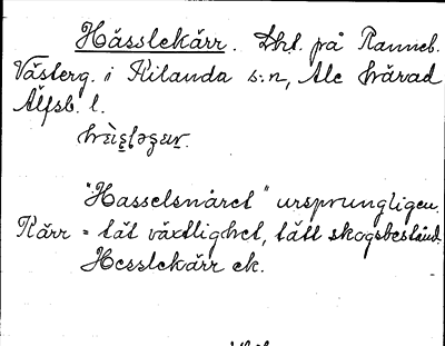 Bild på arkivkortet för arkivposten Hässlekärr