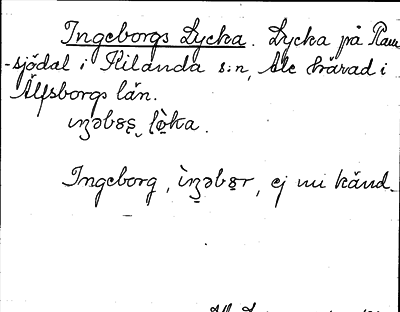 Bild på arkivkortet för arkivposten Ingeborgs Lycka
