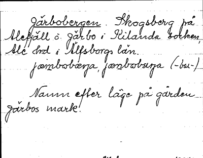 Bild på arkivkortet för arkivposten Järbobergen