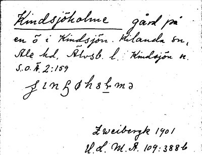 Bild på arkivkortet för arkivposten Kindsjöholme