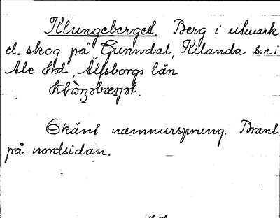Bild på arkivkortet för arkivposten Klungeberget