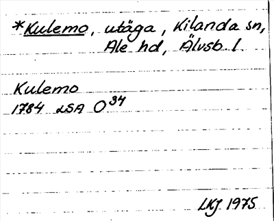 Bild på arkivkortet för arkivposten *Kulemo