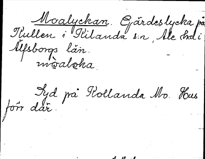 Bild på arkivkortet för arkivposten Moalyckan