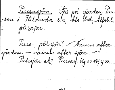 Bild på arkivkortet för arkivposten Pussasjön