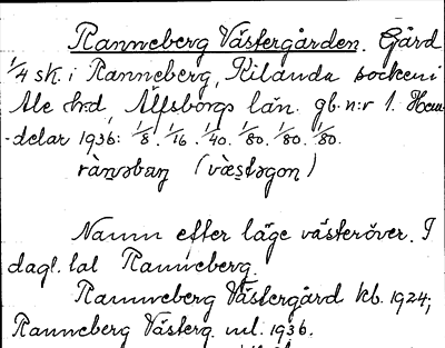 Bild på arkivkortet för arkivposten Ranneberg Västergården