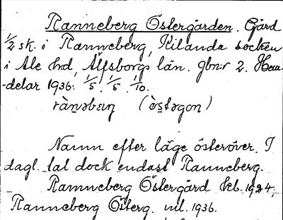 Bild på arkivkortet för arkivposten Ranneberg Östergården