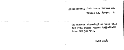 Bild på arkivkortet för arkivposten Adelstorpet