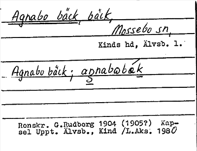 Bild på arkivkortet för arkivposten Agnabo bäck