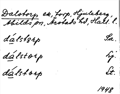 Bild på arkivkortet för arkivposten Dalstorp