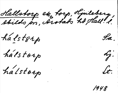 Bild på arkivkortet för arkivposten Hallstorp