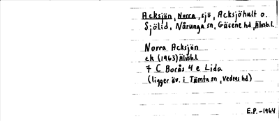 Bild på arkivkortet för arkivposten Acksjön, Norra