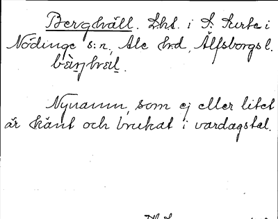 Bild på arkivkortet för arkivposten Berghäll