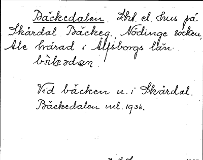 Bild på arkivkortet för arkivposten Bäckedalen