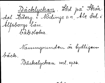 Bild på arkivkortet för arkivposten Bäcklyckan