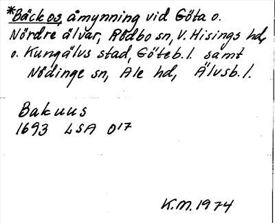 Bild på arkivkortet för arkivposten *Bäckos