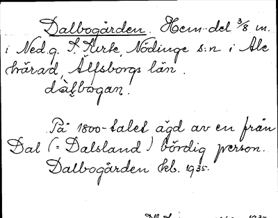 Bild på arkivkortet för arkivposten Dalbogården