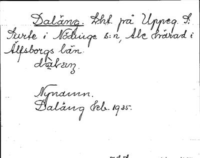 Bild på arkivkortet för arkivposten Daläng