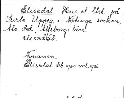 Bild på arkivkortet för arkivposten Elisedal