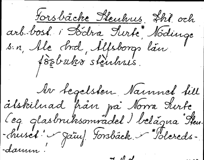Bild på arkivkortet för arkivposten Forsbäcke Stenhus