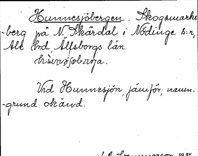 Bild på arkivkortet för arkivposten Hunnesjöbergen