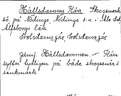 Bild på arkivkortet för arkivposten Hållsdamms Kärr