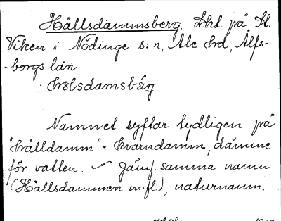 Bild på arkivkortet för arkivposten Hållsdammsberg