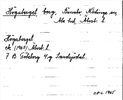 Bild på arkivkortet för arkivposten Högaberget