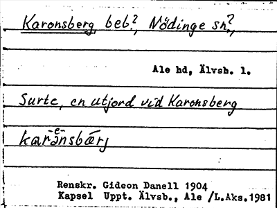Bild på arkivkortet för arkivposten Karonsberg