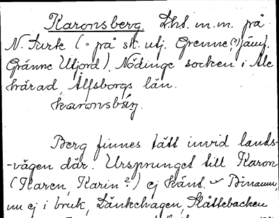 Bild på arkivkortet för arkivposten Karonsberg