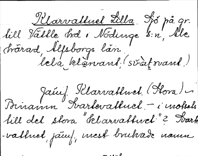 Bild på arkivkortet för arkivposten Klarvattnet, Lilla