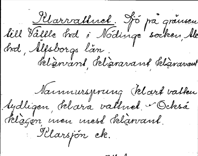 Bild på arkivkortet för arkivposten Klarvattnet