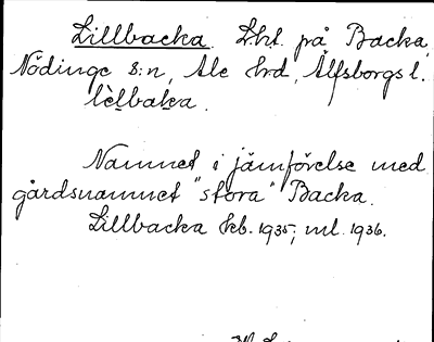 Bild på arkivkortet för arkivposten Lillbacka