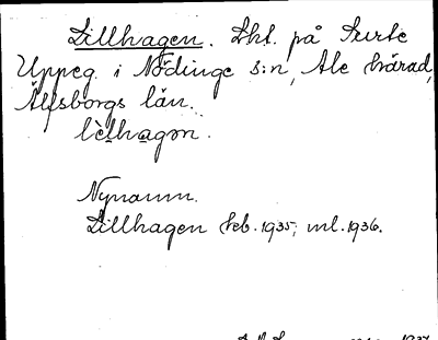 Bild på arkivkortet för arkivposten Lillhagen
