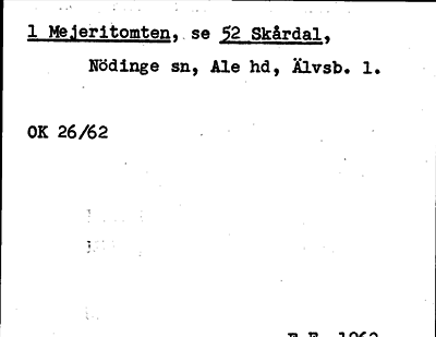 Bild på arkivkortet för arkivposten Mejeritomten, se 52 Skårdal