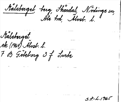 Bild på arkivkortet för arkivposten Måleberget