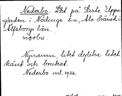 Bild på arkivkortet för arkivposten Nederbo