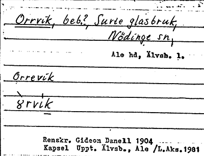 Bild på arkivkortet för arkivposten Orrvik