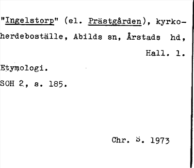 Bild på arkivkortet för arkivposten »Ingelstorp» (el. Prästgården)