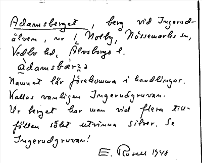 Bild på arkivkortet för arkivposten Adamsberget