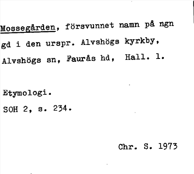 Bild på arkivkortet för arkivposten Mossegården