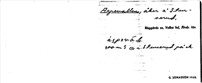 Bild på arkivkortet för arkivposten Aspevallen