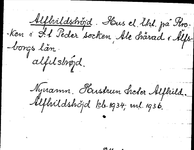 Bild på arkivkortet för arkivposten Alfhildshöjd