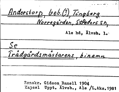 Bild på arkivkortet för arkivposten Anderstorp, se Trädgårdsmästarens