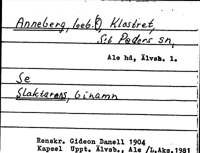 Bild på arkivkortet för arkivposten Anneberg, se Slaktarens